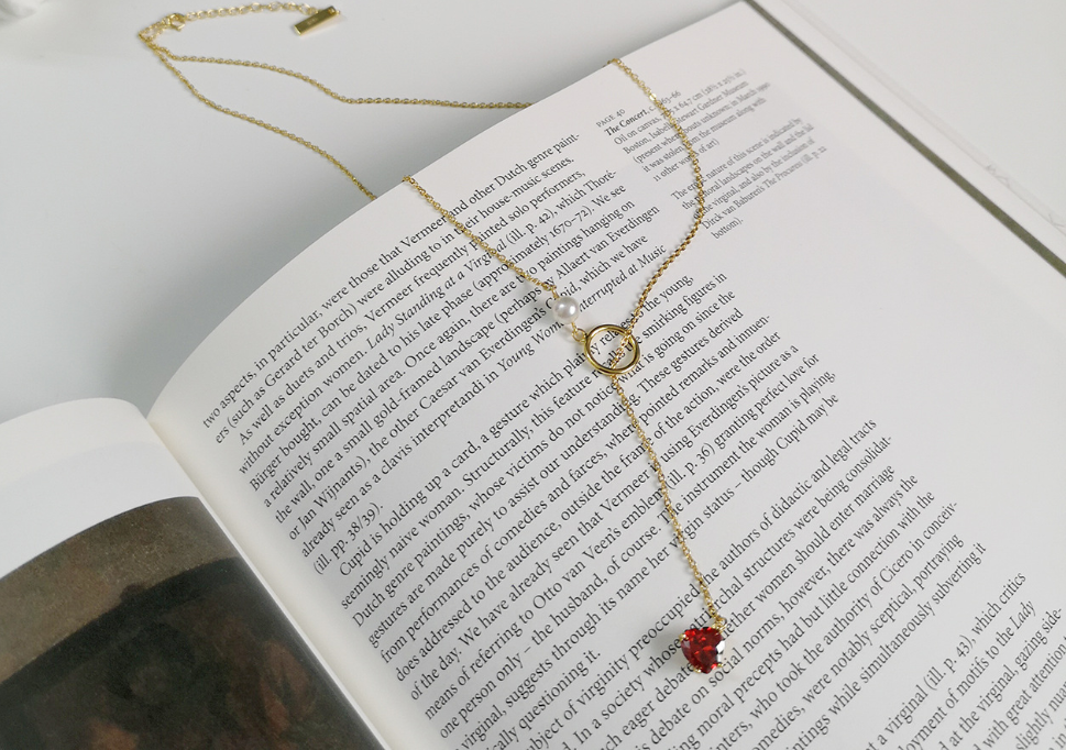 Heart Necklace, Choker, and Pearl Chain Necklace