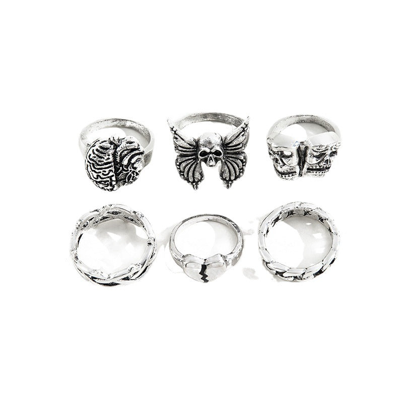 Vintage Skull Hollow Brain Love Necronomicon Ring for Men