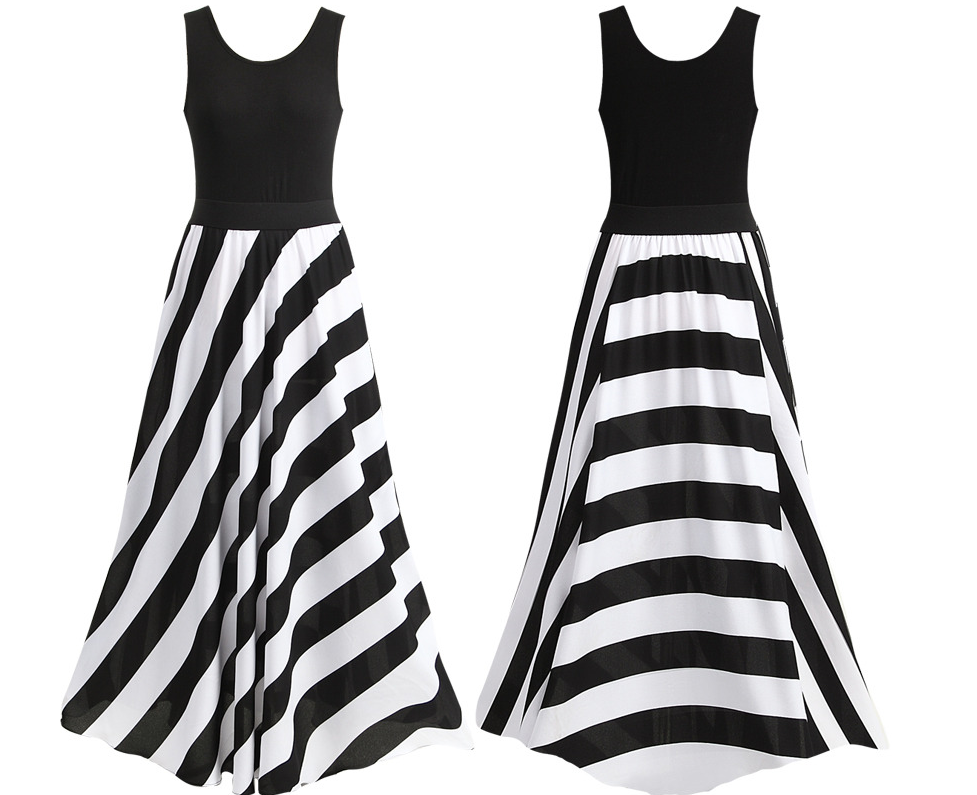 Striped Long Dress, Maxi Skirt, and Dress